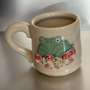 One Of A Kind Ceramic 3D frog mushroom Mug  cup Dirty Pants Studio Pottery USA